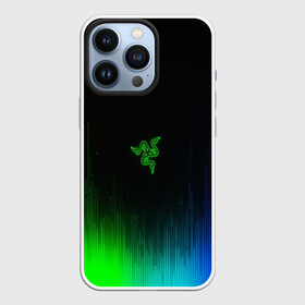 Чехол для iPhone 13 Pro с принтом RAZER NEON в Тюмени,  |  | Тематика изображения на принте: game | razer | texture | зеленый | игровое лого | игромания | игры | рэйзер | текстуры