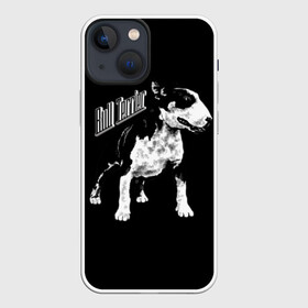 Чехол для iPhone 13 mini с принтом Бультерьер в Тюмени,  |  | angry | animals | authority | black and white | breed | bull terrier | cool | dog | fight | illustration | inscription | spotted | supreme | swag | wild | авторитет | бойцовый | бультерьер | верховный | дикий | животные | злой | иллюстрация | крутой | н |