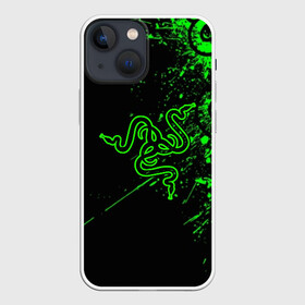 Чехол для iPhone 13 mini с принтом RAZER в Тюмени,  |  | game | razer | texture | зеленый | игровое лого | игромания | игры | рэйзер | текстуры
