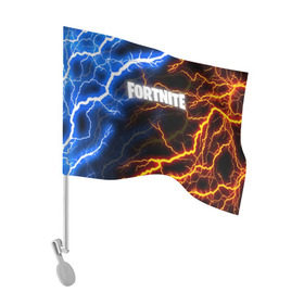 Флаг для автомобиля с принтом FORTNITE STORM в Тюмени, 100% полиэстер | Размер: 30*21 см | 2019 | armor | armour | cybersport | esport | fortnite | game | llama | logo | thunder | броня | игра | киберспорт | лама | молнии | фиолетовый | фирменные цвета | фортнайт