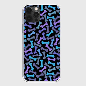 Чехол для iPhone 12 Pro Max с принтом Косточки в Тюмени, Силикон |  | blue | bones | camouflage | dainty | disguise | dog handler | doggy | lilac | pattern | purple | камуфляж | кинолог | кости | лакомство | маскировка | синие | сиреневые | собачье | узор | фиолетовые