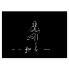 Поздравительная открытка с принтом Йога в Тюмени, 100% бумага | плотность бумаги 280 г/м2, матовая, на обратной стороне линовка и место для марки
 | black and white | culture | girl | graphics | indian | line | meditation | pose | yoga | графика | девушка | индийская | йога | культура | линия | медитация | черно белая