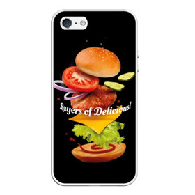 Чехол для iPhone 5/5S матовый с принтом Гамбургер в Тюмени, Силикон | Область печати: задняя сторона чехла, без боковых панелей | bun | cheese | cucumber | explosion | hamburger | ingredients | inscription | ketchup | meat | onion | salad | sesame | share | tomato | tomatoes | булочка | взрыв | гамбургер | доля | ингредиенты | кетчуп | кунжут | лук | мясо | надпись | огурец | помидо