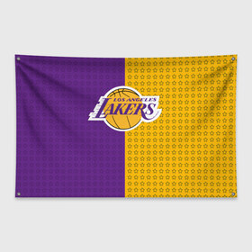 Флаг-баннер с принтом Lakers (1) в Тюмени, 100% полиэстер | размер 67 х 109 см, плотность ткани — 95 г/м2; по краям флага есть четыре люверса для крепления | ball | basket | basketball | kobu | lakers | lebron | los angeles | баскетбол | коюи | леброн | лейкерс | лос анджелис