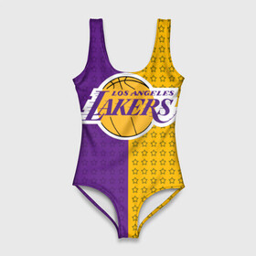 Купальник-боди 3D с принтом Lakers (1) в Тюмени, 82% полиэстер, 18% эластан | Круглая горловина, круглый вырез на спине | ball | basket | basketball | kobu | lakers | lebron | los angeles | баскетбол | коюи | леброн | лейкерс | лос анджелис