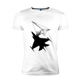 Мужская футболка премиум с принтом ВВС в Тюмени, 92% хлопок, 8% лайкра | приталенный силуэт, круглый вырез ворота, длина до линии бедра, короткий рукав | aircraft | camouflage | flight | paper | shadow | ввс | камуфляж | полет | самолет | тень