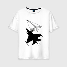 Женская футболка хлопок Oversize с принтом ВВС в Тюмени, 100% хлопок | свободный крой, круглый ворот, спущенный рукав, длина до линии бедер
 | aircraft | camouflage | flight | paper | shadow | ввс | камуфляж | полет | самолет | тень