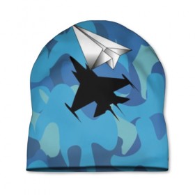 Шапка 3D с принтом ВВС в Тюмени, 100% полиэстер | универсальный размер, печать по всей поверхности изделия | aircraft | camouflage | flight | paper | shadow | ввс | камуфляж | полет | самолет | тень