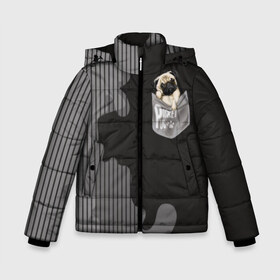 Зимняя куртка для мальчиков 3D с принтом Мопс в кармане в Тюмени, ткань верха — 100% полиэстер; подклад — 100% полиэстер, утеплитель — 100% полиэстер | длина ниже бедра, удлиненная спинка, воротник стойка и отстегивающийся капюшон. Есть боковые карманы с листочкой на кнопках, утяжки по низу изделия и внутренний карман на молнии. 

Предусмотрены светоотражающий принт на спинке, радужный светоотражающий элемент на пуллере молнии и на резинке для утяжки | animal | breed | dog | funny | illustration | imprint | paw | pocket | pug | puppy | sits | small | trace | животное | иллюстрация | карман | лапа | маленький | мопс | отпечаток | порода | сидит | след | смешная | собака | щенок