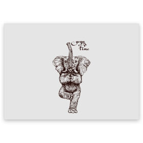 Поздравительная открытка с принтом Yoga time в Тюмени, 100% бумага | плотность бумаги 280 г/м2, матовая, на обратной стороне линовка и место для марки
 | animal | culture | elephant | graphics | india | indian | meditation | posture | stand | yoga | графика | животное | индийский | индия | йога | культура | медитация | слон | стойка
