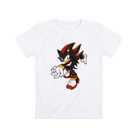 Детская футболка хлопок с принтом Shadow Sonic (2) в Тюмени, 100% хлопок | круглый вырез горловины, полуприлегающий силуэт, длина до линии бедер | sega | shadow | sonic | sonic x | x | ежик | игра | наклз | сега | скорость | соник | тейлз | тэйлз | шедоу