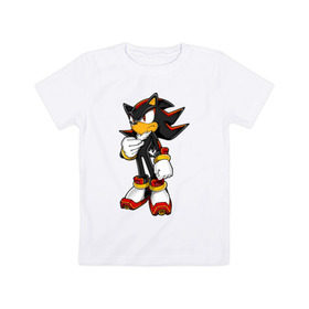 Детская футболка хлопок с принтом Shadow Sonic (3) в Тюмени, 100% хлопок | круглый вырез горловины, полуприлегающий силуэт, длина до линии бедер | sega | shadow | sonic | sonic x | x | ежик | игра | наклз | сега | скорость | соник | тейлз | тэйлз | шедоу