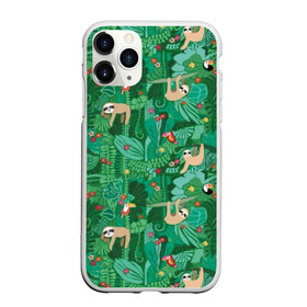 Чехол для iPhone 11 Pro Max матовый с принтом Ленивцы в Тюмени, Силикон |  | animal | birds | branches | cute | flowers | forest | hang | jungle | sloths | toucans | trees | tropical | ветки | висят | деревья | джунгли | животное | ленивцы | лес | милые | птицы | тропический | туканы | цветы