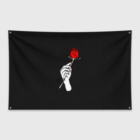 Флаг-баннер с принтом Lil Peep (Rose) в Тюмени, 100% полиэстер | размер 67 х 109 см, плотность ткани — 95 г/м2; по краям флага есть четыре люверса для крепления | baby | broken | cry | lil | lil peep | peep | rap | rose | лил | лил пип | пип | реп | роза | сердце