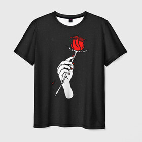 Мужская футболка 3D с принтом Lil Peep (Rose) в Тюмени, 100% полиэфир | прямой крой, круглый вырез горловины, длина до линии бедер | baby | broken | cry | lil | lil peep | peep | rap | rose | лил | лил пип | пип | реп | роза | сердце