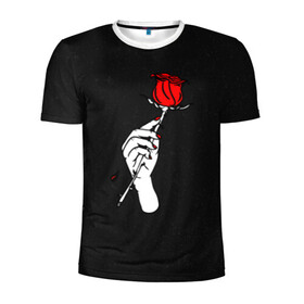Мужская футболка 3D спортивная с принтом Lil Peep (Rose) в Тюмени, 100% полиэстер с улучшенными характеристиками | приталенный силуэт, круглая горловина, широкие плечи, сужается к линии бедра | baby | broken | cry | lil | lil peep | peep | rap | rose | лил | лил пип | пип | реп | роза | сердце