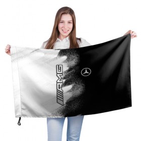 Флаг 3D с принтом Mercedes в Тюмени, 100% полиэстер | плотность ткани — 95 г/м2, размер — 67 х 109 см. Принт наносится с одной стороны | amg | mercedes | авто | автомобиль | иномарка | логотип | машина | мерседес | текстура