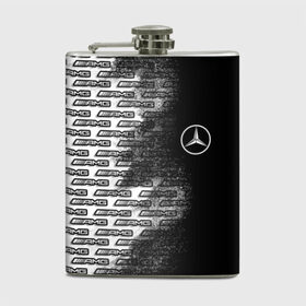 Фляга с принтом Mercedes в Тюмени, металлический корпус | емкость 0,22 л, размер 125 х 94 мм. Виниловая наклейка запечатывается полностью | Тематика изображения на принте: amg | mercedes | авто | автомобиль | иномарка | логотип | машина | мерседес | текстура