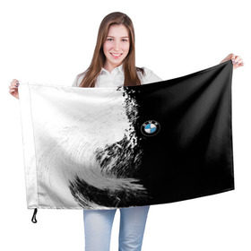 Флаг 3D с принтом BMW в Тюмени, 100% полиэстер | плотность ткани — 95 г/м2, размер — 67 х 109 см. Принт наносится с одной стороны | bmw | авто | автомобиль | бмв | логотип | машина | надпись | текстура