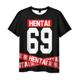 Мужская футболка 3D с принтом HENTAI в Тюмени, 100% полиэфир | прямой крой, круглый вырез горловины, длина до линии бедер | ahegao | anime | kawai | kowai | oppai | otaku | senpai | sugoi | waifu | yandere | аниме | ахегао | ковай | культура | отаку | сенпай | тренд | яндере