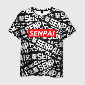 Мужская футболка 3D с принтом SENPAI в Тюмени, 100% полиэфир | прямой крой, круглый вырез горловины, длина до линии бедер | ahegao | anime | kawai | kowai | oppai | otaku | senpai | sugoi | waifu | yandere | аниме | ахегао | ковай | культура | отаку | сенпай | тренд | яндере