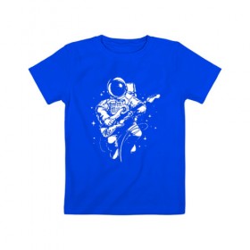 Детская футболка хлопок с принтом Cosmorock в Тюмени, 100% хлопок | круглый вырез горловины, полуприлегающий силуэт, длина до линии бедер | cosmonaut | cosmos | guitar | music | rock | space | spacesuit | star | гитара | звезда | космонавт | космос | музыка | скафандр