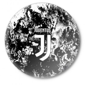 Значок с принтом JUVENTUS в Тюмени,  металл | круглая форма, металлическая застежка в виде булавки | Тематика изображения на принте: italia | juve | juventus | sport | италия | спорт | спортивная форма | футбол | футбольный | чемпионат | ювентус