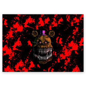 Поздравительная открытка с принтом Five Nights At Freddy s в Тюмени, 100% бумага | плотность бумаги 280 г/м2, матовая, на обратной стороне линовка и место для марки
 | 5 ночей с фредди | five nights at freddys | foxy | аниматроники | игра | компьютерная игра | робот | фокси | фредди | фреди | чика