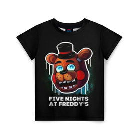 Детская футболка 3D с принтом Five Nights At Freddy\`s в Тюмени, 100% гипоаллергенный полиэфир | прямой крой, круглый вырез горловины, длина до линии бедер, чуть спущенное плечо, ткань немного тянется | 