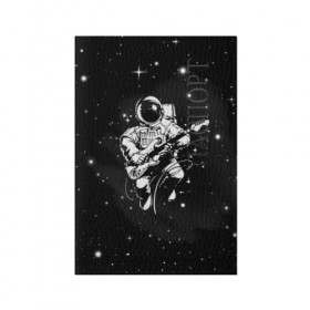 Обложка для паспорта матовая кожа с принтом Cosmorock в Тюмени, натуральная матовая кожа | размер 19,3 х 13,7 см; прозрачные пластиковые крепления | cosmonaut | cosmos | guitar | music | rock | space | spacesuit | star | гитара | звезда | космонавт | космос | музыка | скафандр