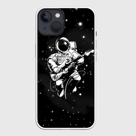 Чехол для iPhone 13 с принтом Cosmorock в Тюмени,  |  | Тематика изображения на принте: cosmonaut | cosmos | guitar | music | rock | space | spacesuit | star | гитара | звезда | космонавт | космос | музыка | скафандр