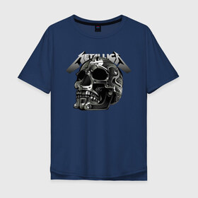 Мужская футболка хлопок Oversize с принтом Metallica в Тюмени, 100% хлопок | свободный крой, круглый ворот, “спинка” длиннее передней части | metal | metallica | music | skull | thrash metal | underground | музыка | трэш металл | череп