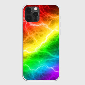 Чехол для iPhone 12 Pro Max с принтом RAINBOW THUNDER в Тюмени, Силикон |  | Тематика изображения на принте: battle | battle fire | battle thunder | blue | fire | rainbow | red | texture | thunder | битва | битва молний | битва огней | гроза | молнии | радуга | текстура