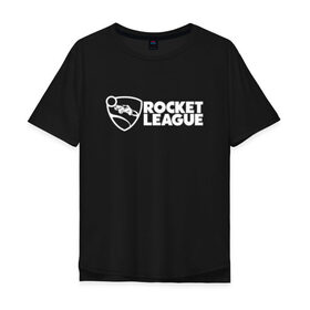 Мужская футболка хлопок Oversize с принтом ROCKET LEAGUE в Тюмени, 100% хлопок | свободный крой, круглый ворот, “спинка” длиннее передней части | 