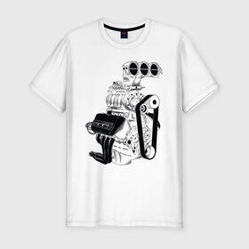 Мужская футболка премиум с принтом Engine в Тюмени, 92% хлопок, 8% лайкра | приталенный силуэт, круглый вырез ворота, длина до линии бедра, короткий рукав | авто | автомобиль | автотюнинг | гараж | двигатель | машина | мотор | техника | тюнинг