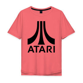 Мужская футболка хлопок Oversize с принтом ATARI в Тюмени, 100% хлопок | свободный крой, круглый ворот, “спинка” длиннее передней части | atari | company | france | games | logo | videogame | атари | видеоигры | компания | компьютерные игры | лого | франция