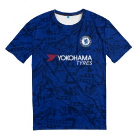 Мужская футболка 3D с принтом Chelsea home 19-20 в Тюмени, 100% полиэфир | прямой крой, круглый вырез горловины, длина до линии бедер | champions league | chelsea | england | hazard | kante | азар | англия | канте | лига чемпионов | челси