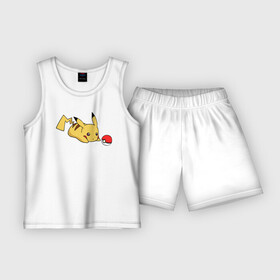 Детская пижама с шортами хлопок с принтом Пикачу и Покебол в Тюмени,  |  | detective pikachu | pikachu | pokeball | pokemon | детектив пикачу | пикачу | покебол | покемон