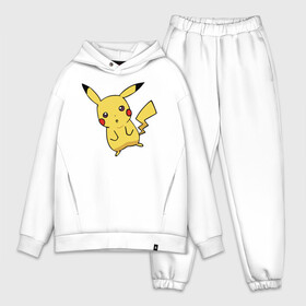 Мужской костюм хлопок OVERSIZE с принтом Непонимающий Пикачу в Тюмени,  |  | detective pikachu | pikachu | pokeball | pokemon | детектив пикачу | пикачу | покебол | покемон