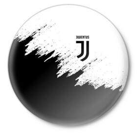 Значок с принтом JUVENTUS SPORT в Тюмени,  металл | круглая форма, металлическая застежка в виде булавки | black and white | cr7 | fc | football | football club | juve | juventus | ronaldo | sport | роналдо | спорт | спортивные | униформа | фирменные цвета | фк | футбол | футбольный клуб | черно белый | ювентус