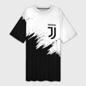 Платье-футболка 3D с принтом JUVENTUS SPORT в Тюмени,  |  | Тематика изображения на принте: black and white | cr7 | fc | football | football club | juve | juventus | ronaldo | sport | роналдо | спорт | спортивные | униформа | фирменные цвета | фк | футбол | футбольный клуб | черно белый | ювентус