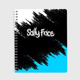 Тетрадь с принтом SALLY FACE в Тюмени, 100% бумага | 48 листов, плотность листов — 60 г/м2, плотность картонной обложки — 250 г/м2. Листы скреплены сбоку удобной пружинной спиралью. Уголки страниц и обложки скругленные. Цвет линий — светло-серый
 | face | game | horror | larry | sally | sally face | sanity s fall | брызги | игра | краски | ларри | мальчик с протезом | салли | салли фейс | ужасы