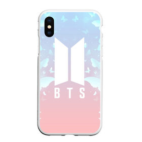 Чехол для iPhone XS Max матовый с принтом BTS BUTTERFLIES в Тюмени, Силикон | Область печати: задняя сторона чехла, без боковых панелей | bangtan boys | bt21 | bts | bts army | bts stickers | butterflies | j hope | jimin | jin | jungkook | k pop | rap monster | rapmon | suga | v | бабочки | бтс | корея | стикеры bts