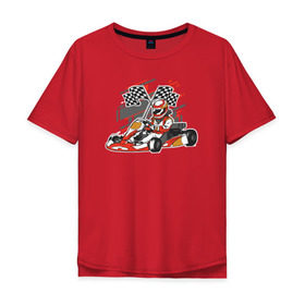 Мужская футболка хлопок Oversize с принтом Картинг в Тюмени, 100% хлопок | свободный крой, круглый ворот, “спинка” длиннее передней части | cart | f1 | formula 1 | автомобиль | гонка | гонки | гоночные | гоночный | картинг | машина | суперкарт | формула 1