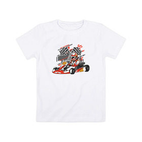 Детская футболка хлопок с принтом Картинг в Тюмени, 100% хлопок | круглый вырез горловины, полуприлегающий силуэт, длина до линии бедер | cart | f1 | formula 1 | автомобиль | гонка | гонки | гоночные | гоночный | картинг | машина | суперкарт | формула 1