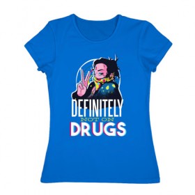 Женская футболка хлопок с принтом Наркотикам - Нет! в Тюмени, 100% хлопок | прямой крой, круглый вырез горловины, длина до линии бедер, слегка спущенное плечо | drug | drugs | glitch | глитч | надписи | надпись