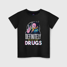 Детская футболка хлопок с принтом Наркотикам - Нет! в Тюмени, 100% хлопок | круглый вырез горловины, полуприлегающий силуэт, длина до линии бедер | drug | drugs | glitch | глитч | надписи | надпись