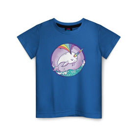 Детская футболка хлопок с принтом Нарвал в Тюмени, 100% хлопок | круглый вырез горловины, полуприлегающий силуэт, длина до линии бедер | narwhal | единорог | летние | лето | море | нарвал | радуга | рыба | рыбы