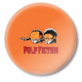Значок с принтом Pulp Fiction - Art 2 в Тюмени,  металл | круглая форма, металлическая застежка в виде булавки | art | film | movie | pulp fiction | tarantino | кино | криминальное чтиво | приколы | тарантино | фильмы