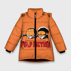 Зимняя куртка для девочек 3D с принтом Pulp Fiction - Art 2 в Тюмени, ткань верха — 100% полиэстер; подклад — 100% полиэстер, утеплитель — 100% полиэстер. | длина ниже бедра, удлиненная спинка, воротник стойка и отстегивающийся капюшон. Есть боковые карманы с листочкой на кнопках, утяжки по низу изделия и внутренний карман на молнии. 

Предусмотрены светоотражающий принт на спинке, радужный светоотражающий элемент на пуллере молнии и на резинке для утяжки. | art | film | movie | pulp fiction | tarantino | кино | криминальное чтиво | приколы | тарантино | фильмы